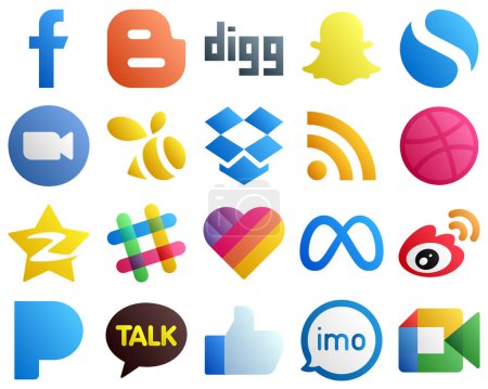 Téléchargez les illustrations : 20 Modern Gradient Social Media Icons such as qzone. feed. zoom. rss and swarm icons. Fully editable and versatile - en licence libre de droit
