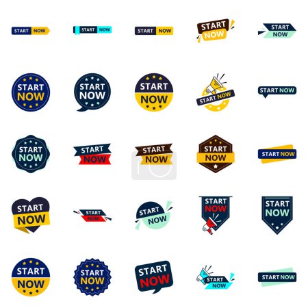 Téléchargez les illustrations : 25 Versatile Typographic Banners for promoting starting across media - en licence libre de droit