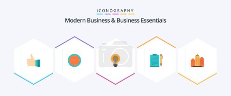 Illustration for Modern Business And Business Essentials 25 Flat icon pack including lightbulb. idea. office. business. bulb - Royalty Free Image