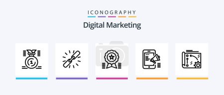 Illustration for Digital Marketing Line 5 Icon Pack Including badge. achievement. businessman. group. chat. Creative Icons Design - Royalty Free Image