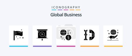 Téléchargez les illustrations : Global Business Glyph 5 Icon Pack Including plan. international. currency. global. transaction. Creative Icons Design - en licence libre de droit