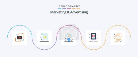 Téléchargez les illustrations : Marketing And Advertising Flat 5 Icon Pack Including board. advertising. rank. recruitment. people - en licence libre de droit