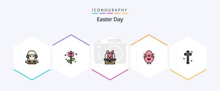 Illustration for Easter 25 FilledLine icon pack including christian. happy. bascket. baby. chicken - Royalty Free Image