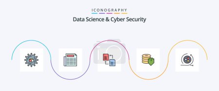 Illustration for Data Science And Cyber Security Line Filled Flat 5 Icon Pack Including modeling. modeling. file. secure. dollar - Royalty Free Image