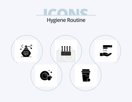 Illustration for Hygiene Routine Glyph Icon Pack 5 Icon Design. . cleaning. clean. wash. cotton - Royalty Free Image