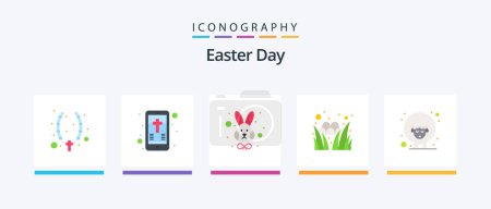 Illustration for Easter Flat 5 Icon Pack Including lamb. festival. animal. holiday. egg. Creative Icons Design - Royalty Free Image