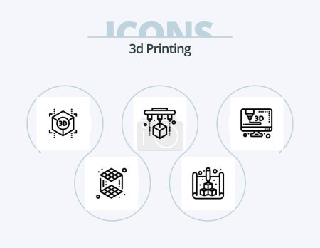 Ilustración de 3d Printing Line Icon Pack 5 Icon Design. . . modeling. printing. d - Imagen libre de derechos