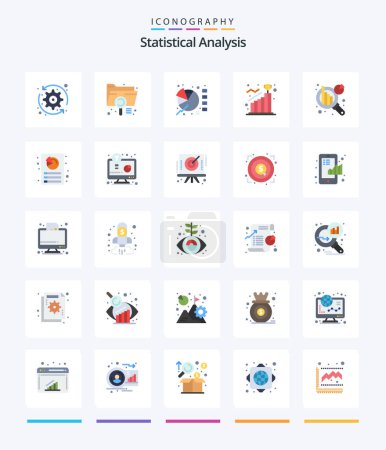 Illustration for Creative Statistical Analysis 25 Flat icon pack  Such As step. goal. file. achievement. statistics - Royalty Free Image