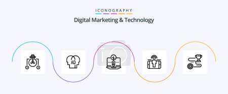 Ilustración de Digital Marketing And Technology Line 5 Icon Pack Including target. marketing. organic. user engagement. engagement - Imagen libre de derechos