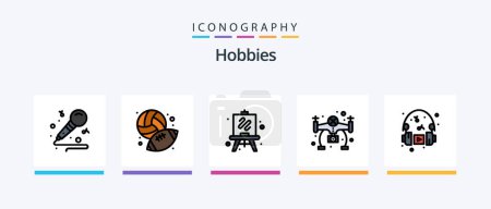 Illustration for Hobbies Line Filled 5 Icon Pack Including . fashion. hobbies. embroidery. hobby. Creative Icons Design - Royalty Free Image