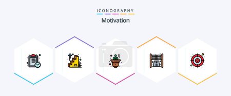 Illustration for Motivation 25 FilledLine icon pack including . . investment. target. arrow - Royalty Free Image