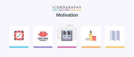 Illustration for Motivation Flat 5 Icon Pack Including . location. book. map. success. Creative Icons Design - Royalty Free Image