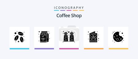 Téléchargez les illustrations : Coffee Shop Glyph 5 Icon Pack Including food. bite. cinnamon coffee. shop. drink. Creative Icons Design - en licence libre de droit