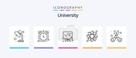 Téléchargez les illustrations : University Line 5 Icon Pack Including calculator. watch. glass. wall. clock. Creative Icons Design - en licence libre de droit