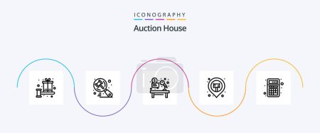 Illustration for Auction Line 5 Icon Pack Including map pin. map. judge. location. hammer - Royalty Free Image