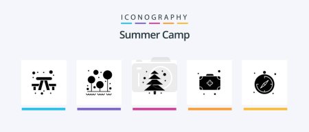 Illustration for Summer Camp Glyph 5 Icon Pack Including guide. camping. tree. medicine. bag. Creative Icons Design - Royalty Free Image