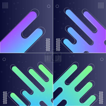 Illustration for Pack of 4 Minimalistic Geometric Backgrounds with Dynamic Shapes - Royalty Free Image