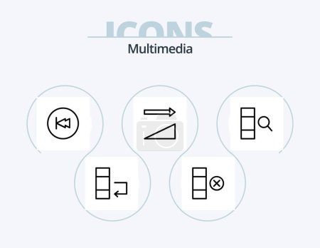 Ilustración de Multimedia Line Icon Pack 5 Icon Design. . stop. summary. pause. control - Imagen libre de derechos