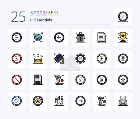 Ilustración de Ui Essentials 25 Line Filled icon pack including delete. bin. globe. left. circle - Imagen libre de derechos
