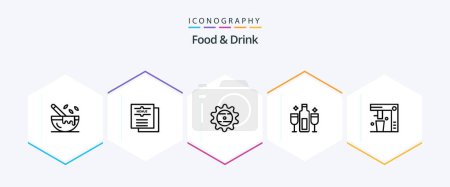 Ilustración de Comida y bebida 25 Paquete de iconos de línea que incluye celebración. alcohol. menú. bebida - Imagen libre de derechos