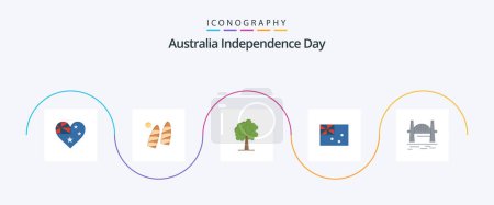 Illustration for Australia Independence Day Flat 5 Icon Pack Including citysets. australia. tree. flag. australia - Royalty Free Image