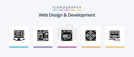 Téléchargez les illustrations : Web Design And Development Glyph 5 Icon Pack Including success . target . tool . coder. Creative Icons Design - en licence libre de droit