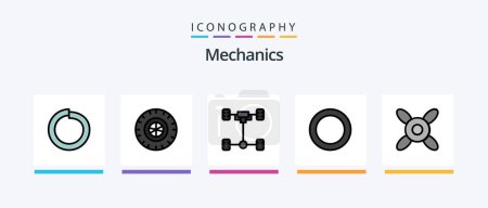 Illustration for Mechanics Line Filled 5 Icon Pack Including . mechanic. ring. fan. wheel. Creative Icons Design - Royalty Free Image