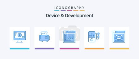 Illustration for Device And Development Blue 5 Icon Pack Including education. network . internet . browser. mp play. Creative Icons Design - Royalty Free Image