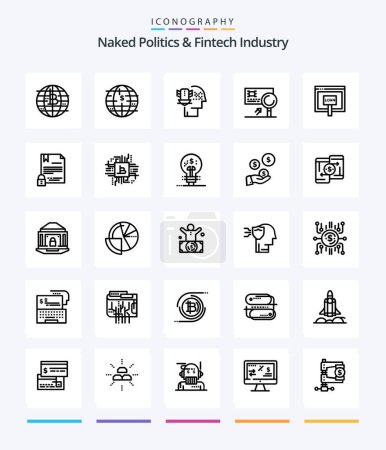 Illustration for Creative Naked Politics And Fintech Industry 25 OutLine icon pack  Such As money. internet. security. credit. detection - Royalty Free Image