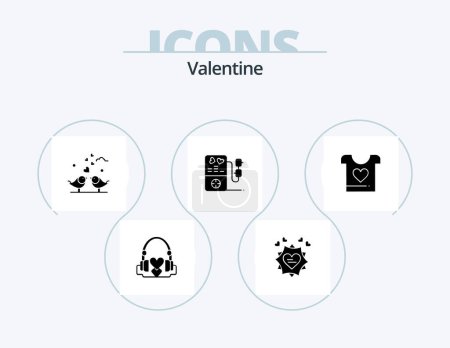 Téléchargez les illustrations : Valentine Glyph Icon Pack 5 Icône Design. Mariée. jour. amour. valentines. coeur - en licence libre de droit