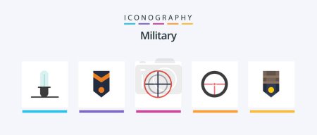 Ilustración de Military Flat 5 Icon Pack Including badge. soldier. bulls eye. military. army. Creative Icons Design - Imagen libre de derechos
