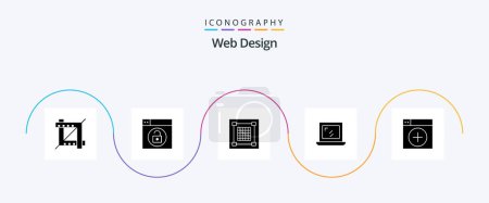 Illustration for Web Design Glyph 5 Icon Pack Including new. add. design. laptop. web - Royalty Free Image