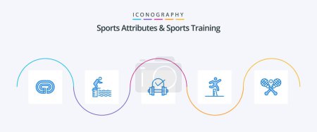 Illustration for Sports Atributes And Sports Training Blue 5 Icon Pack Including steeplechase. runner. sport. jumping. sport - Royalty Free Image