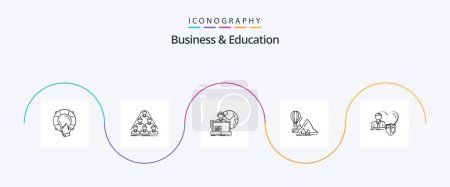 Ilustración de Business And Education Line 5 Icon Pack Incluyendo montañas. explorar. negocios. en línea. asignación - Imagen libre de derechos