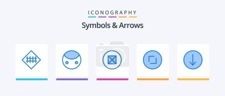 Illustration for Symbols and Arrows Blue 5 Icon Pack Including symbol. zoom. symbols. enlarge. arrows. Creative Icons Design - Royalty Free Image
