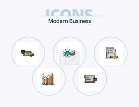 Ilustración de Línea de Negocio Moderna Lleno de Icono Pack 5 Diseño de Icono. liberación del producto. negocios. negocios. caja. trabajo - Imagen libre de derechos