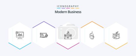 Illustration for Modern Business 25 Line icon pack including marketing. case. business. business. suitcase - Royalty Free Image