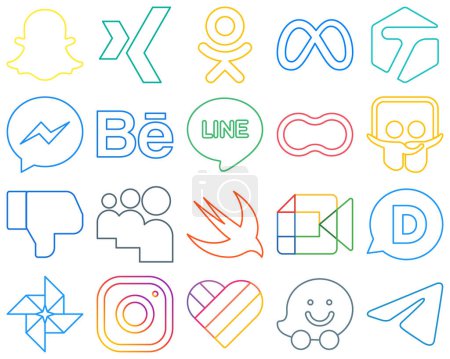 Ilustración de 20 Esquema elegante y colorido Iconos de redes sociales como myspace. No me gusta. fb. slideshare y madres Limpio y profesional - Imagen libre de derechos
