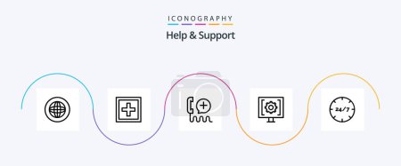 Ilustración de Help And Support Line 5 Icon Pack Including help. contact. question. service. help - Imagen libre de derechos