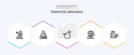 Illustration for Science 25 Line icon pack including . science. food. medicine. science - Royalty Free Image