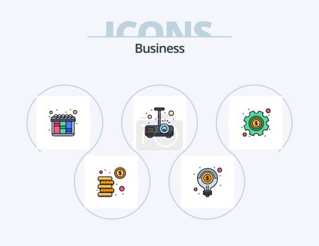 Illustration for Business Line Filled Icon Pack 5 Icon Design. insurance. id card. investment. id. business - Royalty Free Image