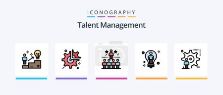 Téléchargez les illustrations : Talent Management Line Filled 5 Icon Pack Including solution. bulb. break. solution. cog. Creative Icons Design - en licence libre de droit