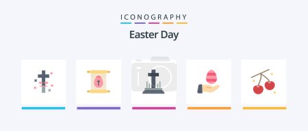 Ilustración de Paquete de 5 iconos plano de Pascua incluyendo fruta. naturaleza. celebración. Pascua. La mano. Diseño de iconos creativos - Imagen libre de derechos