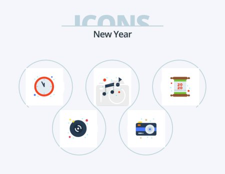 Ilustración de New Year Flat Icon Pack 5 Icon Design. . invite. countdown. invitation. sound - Imagen libre de derechos