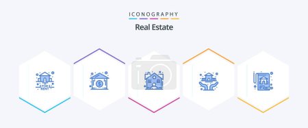 Illustration for Real Estate 25 Blue icon pack including real estate. insurance. estate. insurance. hands - Royalty Free Image