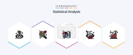 Illustration for Statistical Analysis 25 FilledLine icon pack including reach. achievement. graph. achieve. graphical analysis - Royalty Free Image