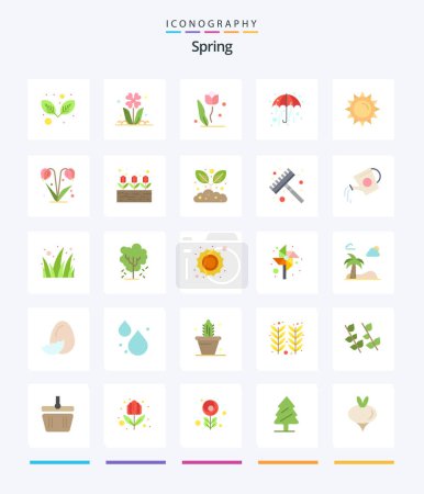 Ilustración de Creative Spring 25 Flat icon pack  Such As nature. flower. rain. spring. brightness - Imagen libre de derechos