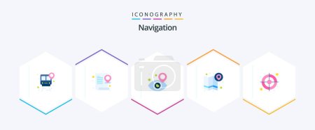 Illustration for Navigation 25 Flat icon pack including navigation. location. document. map. map - Royalty Free Image