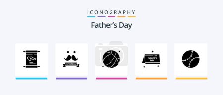 Ilustración de Día de los Padres Glyph 5 Icon Pack Incluyendo caballero. Día de los padres. Balón de cesta. Padre. calendario. Diseño de iconos creativos - Imagen libre de derechos