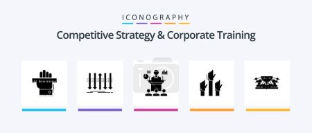 Illustration for Competitive Strategy And Corporate Training Glyph 5 Icon Pack Including desire. aspiration. forward. seminar. convention. Creative Icons Design - Royalty Free Image